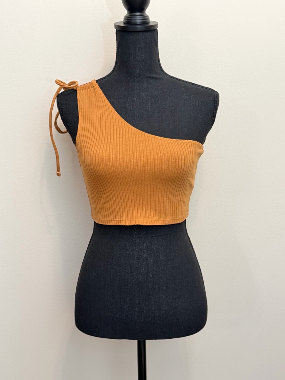 aerie One-Shoulder Ribbed Crop Top Womens S Bronze Y2K Coastal Summer Boho
